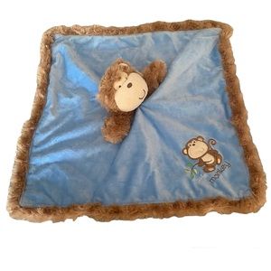 Baby Starters Little Monkey blue brown security blanket plush lovey furry trim